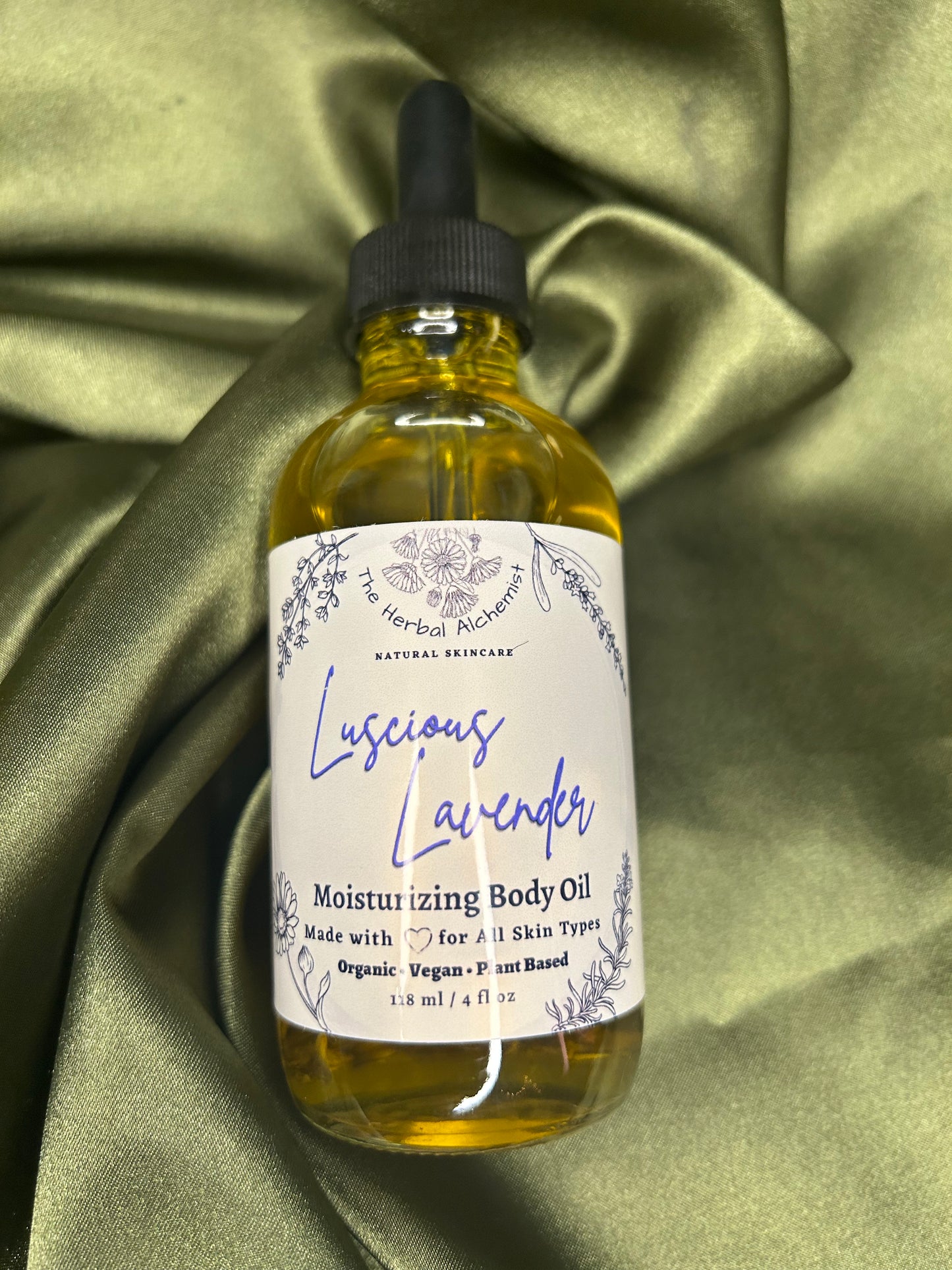 Luscious Lavender Body Oil - Lavender Massage Oil for the perfect aromatherapy massage - Lavender Essential Oils- Body Oils skin care for the perfect body glow oil - The Herbal Alchemist can moisturize dull skin
