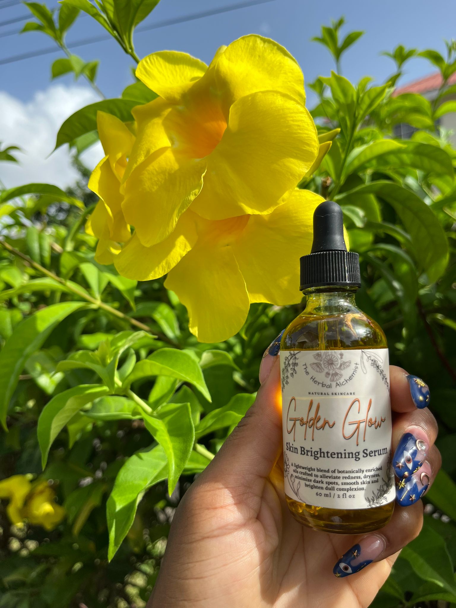 Golden Glow Skin Brightening Serum - Organic Facial Serum for even toned skin, say goodbye to unwanted dark spots and hello to supple, glowy skin - The Herbal Alchemist