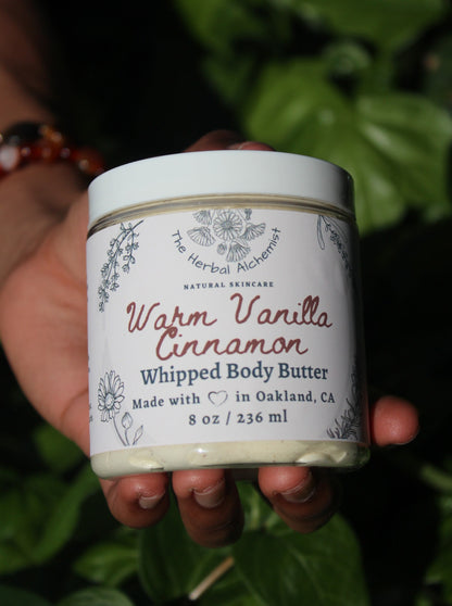 warm vanilla cinnamon whipped body butter for full body moisturizing, get rid of ashy skin