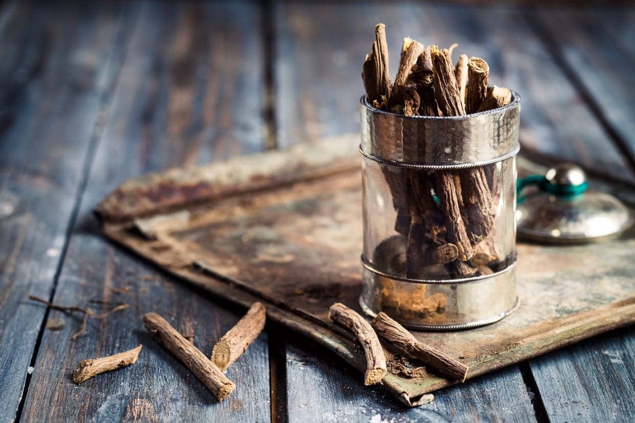 licorice root in sunlight