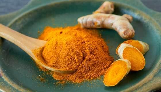 turmeric root on plate